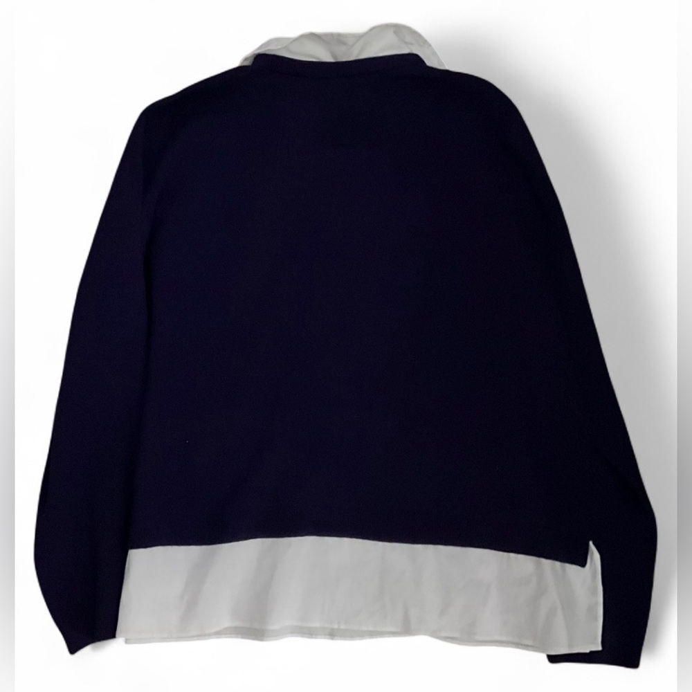 NWT Ann Taylor Purple Sweater XL Gold Button Detail White Collar Trim Knit Top - Picture 3 of 3